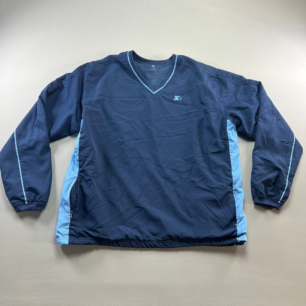 Starter Windbreaker Jacket Mens Large Navy Blue Colorblock Workout Gym Training